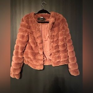 Vero Moda faux fur brown cropped jacket